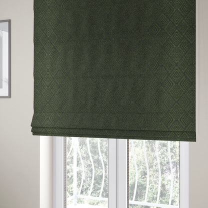 Bahija Geometric Uniformed Pattern Black Green Colour Upholstery Fabric CTR-2478 - Roman Blinds