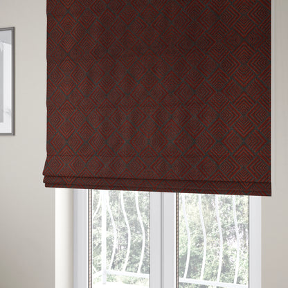 Bahija Geometric Uniformed Pattern Black Red Colour Upholstery Fabric CTR-2479 - Roman Blinds