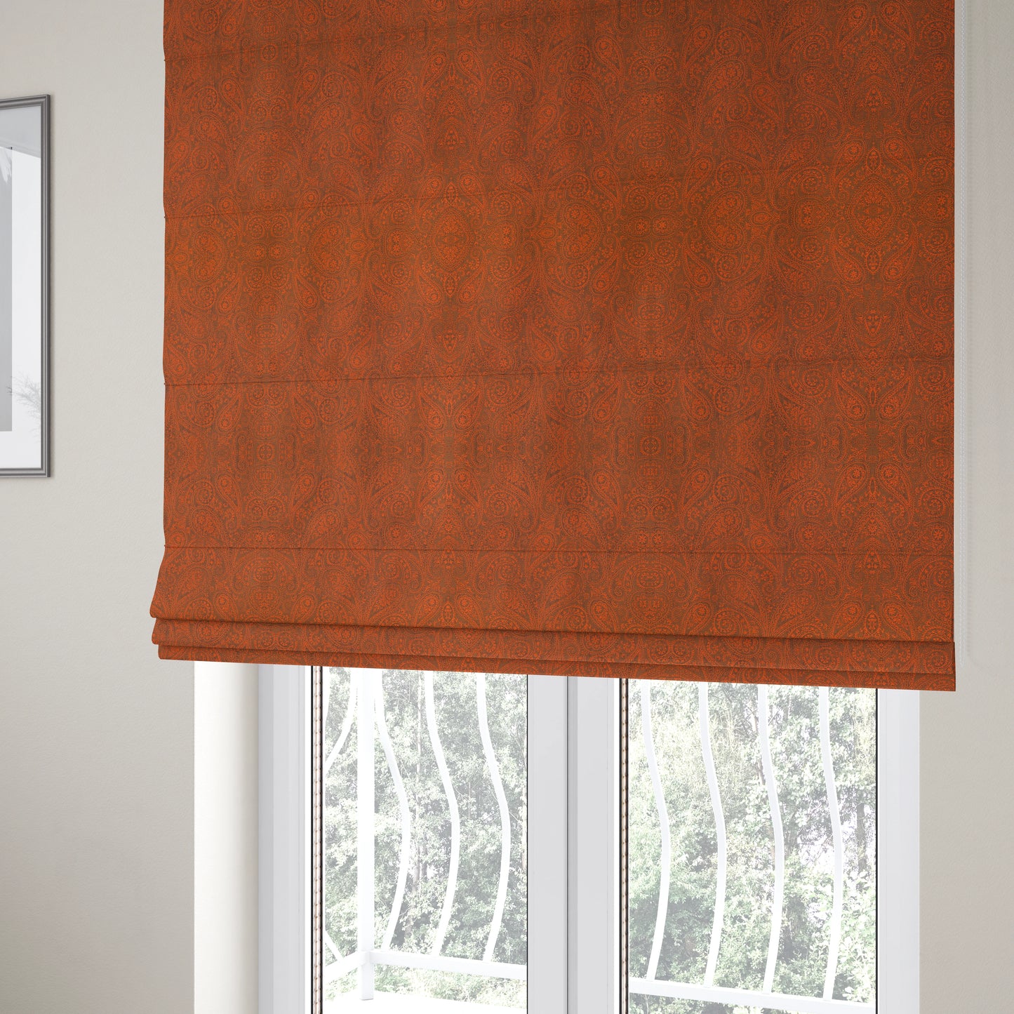 Istanbul Range Of Faint Paisley Pattern In Bronze Orange Colour Furnishing Fabric CTR-248 - Roman Blinds