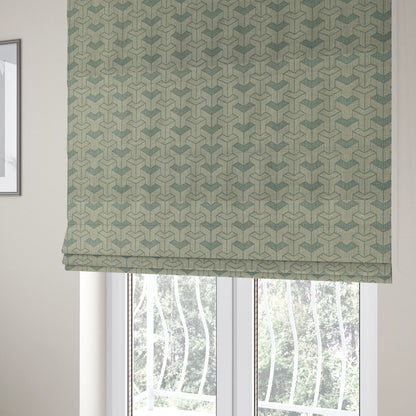 Baha Geometric Key Pattern Teal Colour Upholstery Fabric CTR-2482 - Roman Blinds