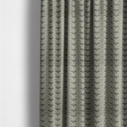 Baha Geometric Key Pattern Grey Colour Upholstery Fabric CTR-2483 - Made To Measure Curtains