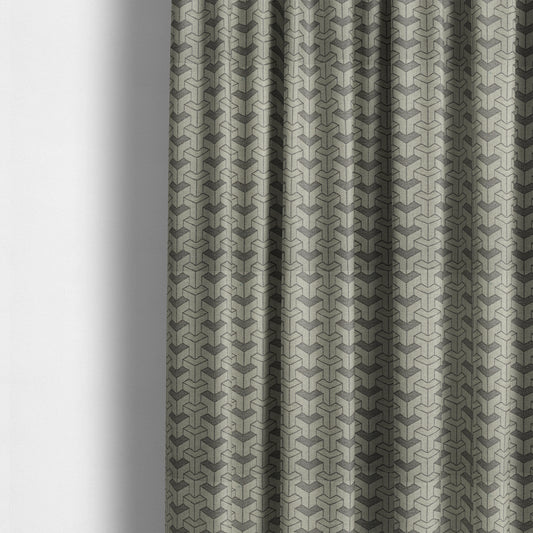 Baha Geometric Key Pattern Grey Colour Upholstery Fabric CTR-2483 - Made To Measure Curtains