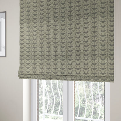 Baha Geometric Key Pattern Grey Colour Upholstery Fabric CTR-2483 - Roman Blinds