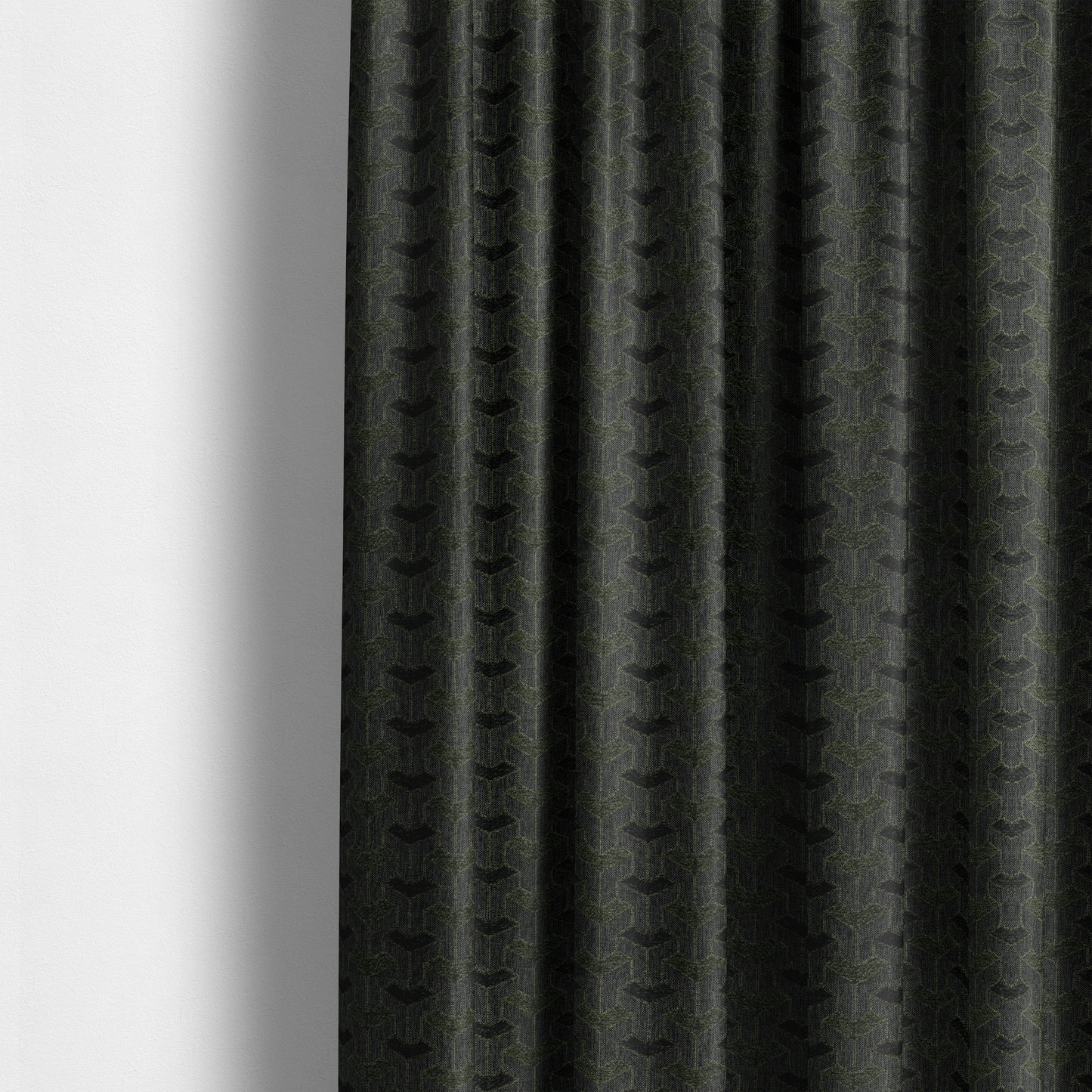 Baha Geometric Key Pattern Black Green Colour Upholstery Fabric CTR-2487 - Made To Measure Curtains