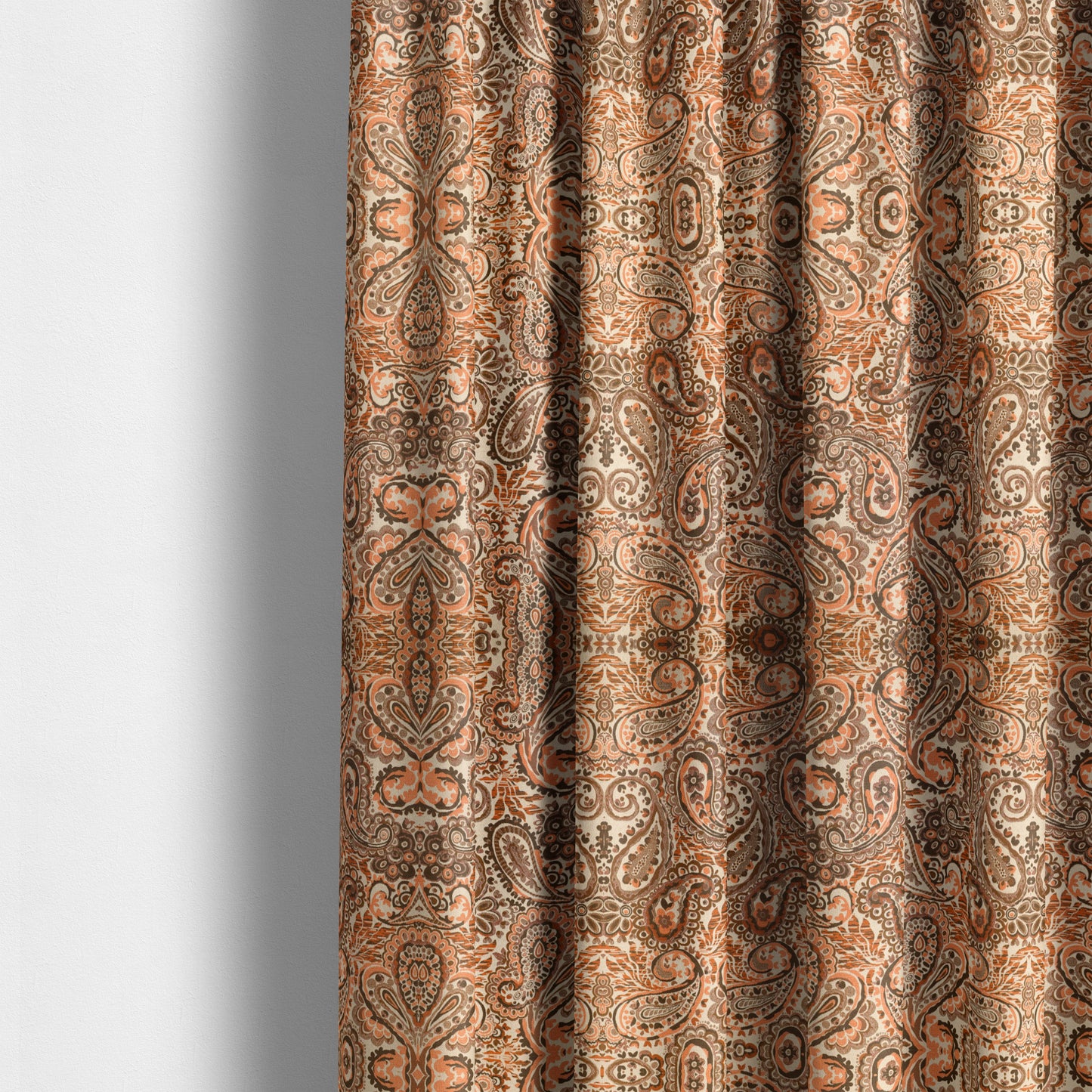 Colarto Collection Orange Brown Colour In Paisley Pattern Chenille Furnishing Fabric CTR-249 - Made To Measure Curtains