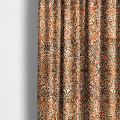 Colarto Collection Orange Brown Colour In Paisley Pattern Chenille Furnishing Fabric CTR-249 - Made To Measure Curtains