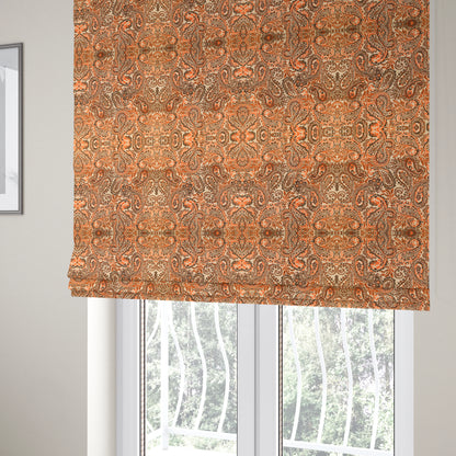 Colarto Collection Orange Brown Colour In Paisley Pattern Chenille Furnishing Fabric CTR-249 - Roman Blinds