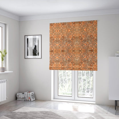 Colarto Collection Orange Brown Colour In Paisley Pattern Chenille Furnishing Fabric CTR-249 - Roman Blinds