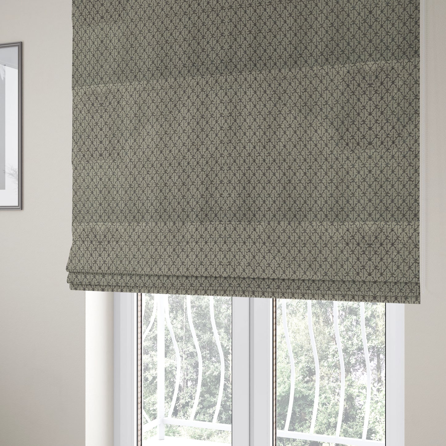 Baraka Geometric Pattern Grey Colour Upholstery Fabric CTR-2492 - Roman Blinds