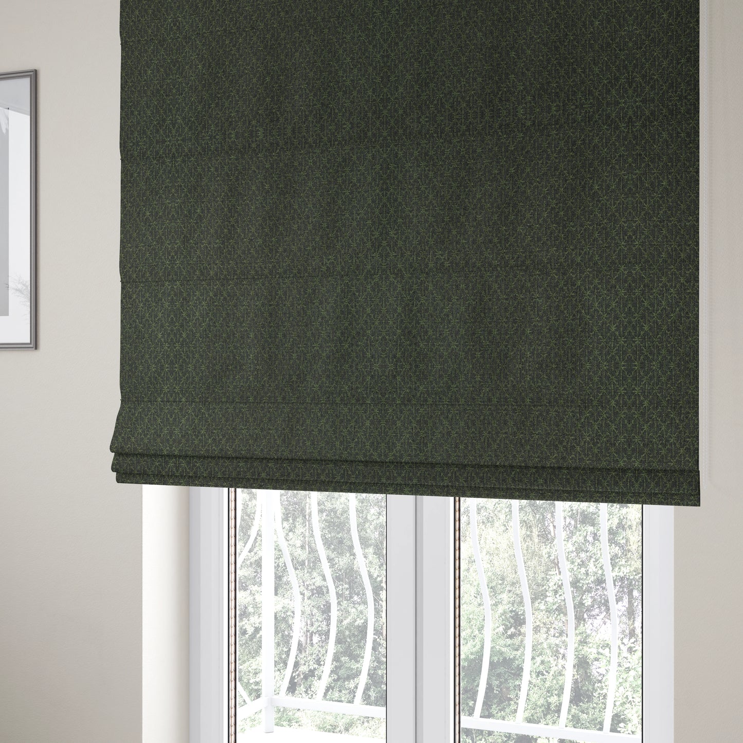 Baraka Geometric Pattern Black Green Colour Upholstery Fabric CTR-2496 - Roman Blinds