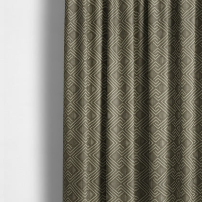 Erina Geometric Patterned Weave Brown Colour Upholstery Fabric CTR-2498 - Made To Measure Curtains