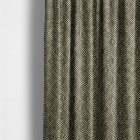 Erina Geometric Patterned Weave Brown Colour Upholstery Fabric CTR-2498 - Made To Measure Curtains