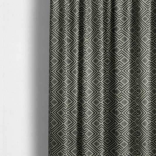 Erina Geometric Patterned Weave Grey Colour Upholstery Fabric CTR-2499 - Made To Measure Curtains