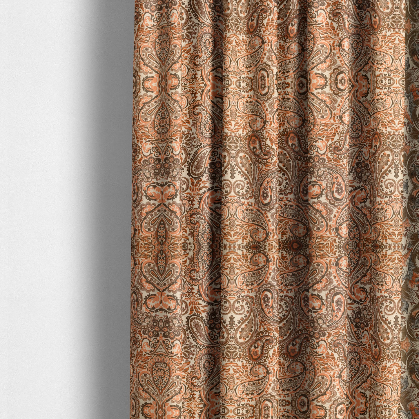 Colarto Collection Orange Brown Colour In Floral Pattern Chenille Furnishing Fabric CTR-250 - Made To Measure Curtains