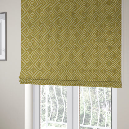 Erina Geometric Patterned Weave Yellow Colour Upholstery Fabric CTR-2501 - Roman Blinds