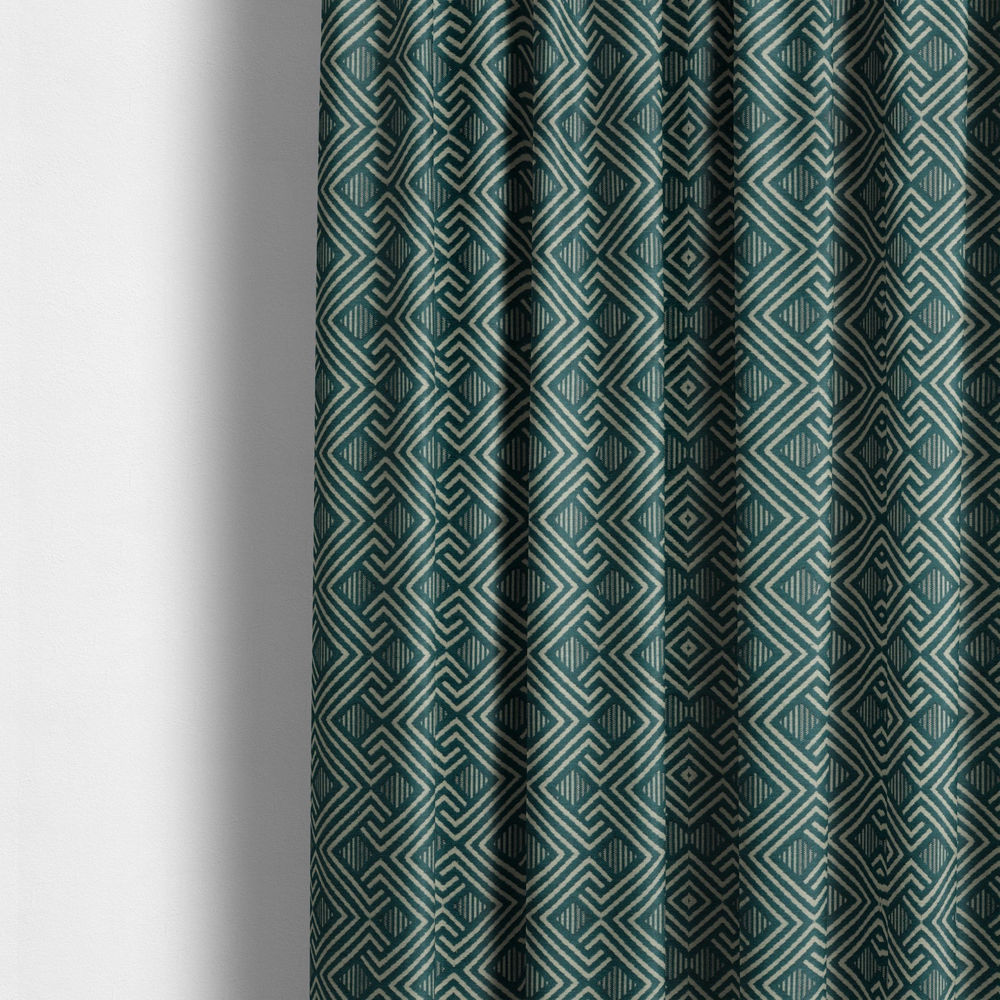 Erina Geometric Patterned Weave Blue Teal Colour Upholstery Fabric CTR-2503 - Made To Measure Curtains