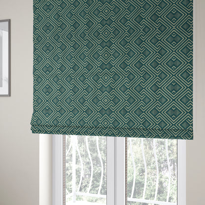 Erina Geometric Patterned Weave Blue Teal Colour Upholstery Fabric CTR-2503 - Roman Blinds