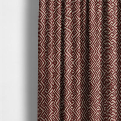 Erina Geometric Patterned Weave Red Colour Upholstery Fabric CTR-2504 - Made To Measure Curtains