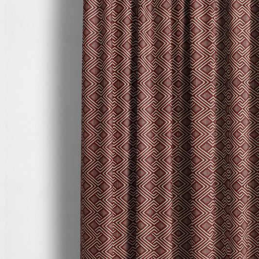 Erina Geometric Patterned Weave Red Colour Upholstery Fabric CTR-2504 - Made To Measure Curtains