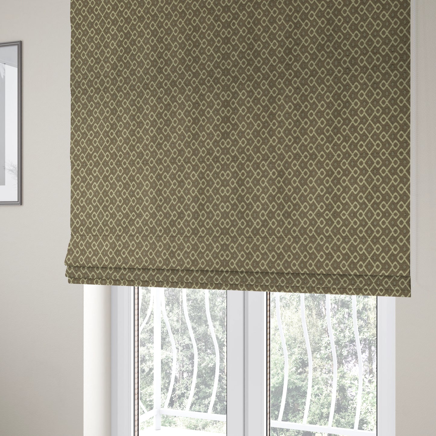 Erum Geometric Patterned Weave Brown Colour Upholstery Fabric CTR-2505 - Roman Blinds