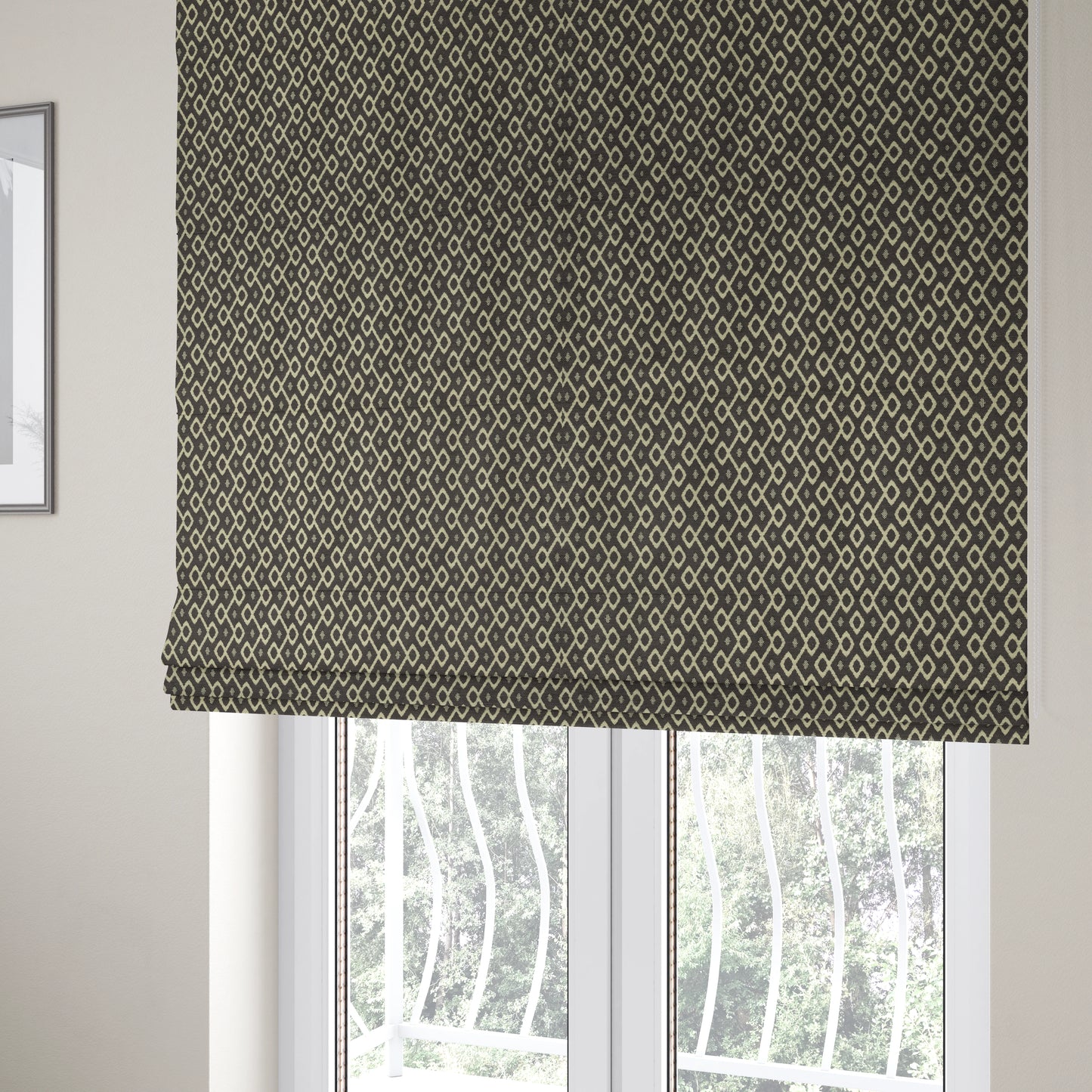 Erum Geometric Patterned Weave Grey Colour Upholstery Fabric CTR-2506 - Roman Blinds