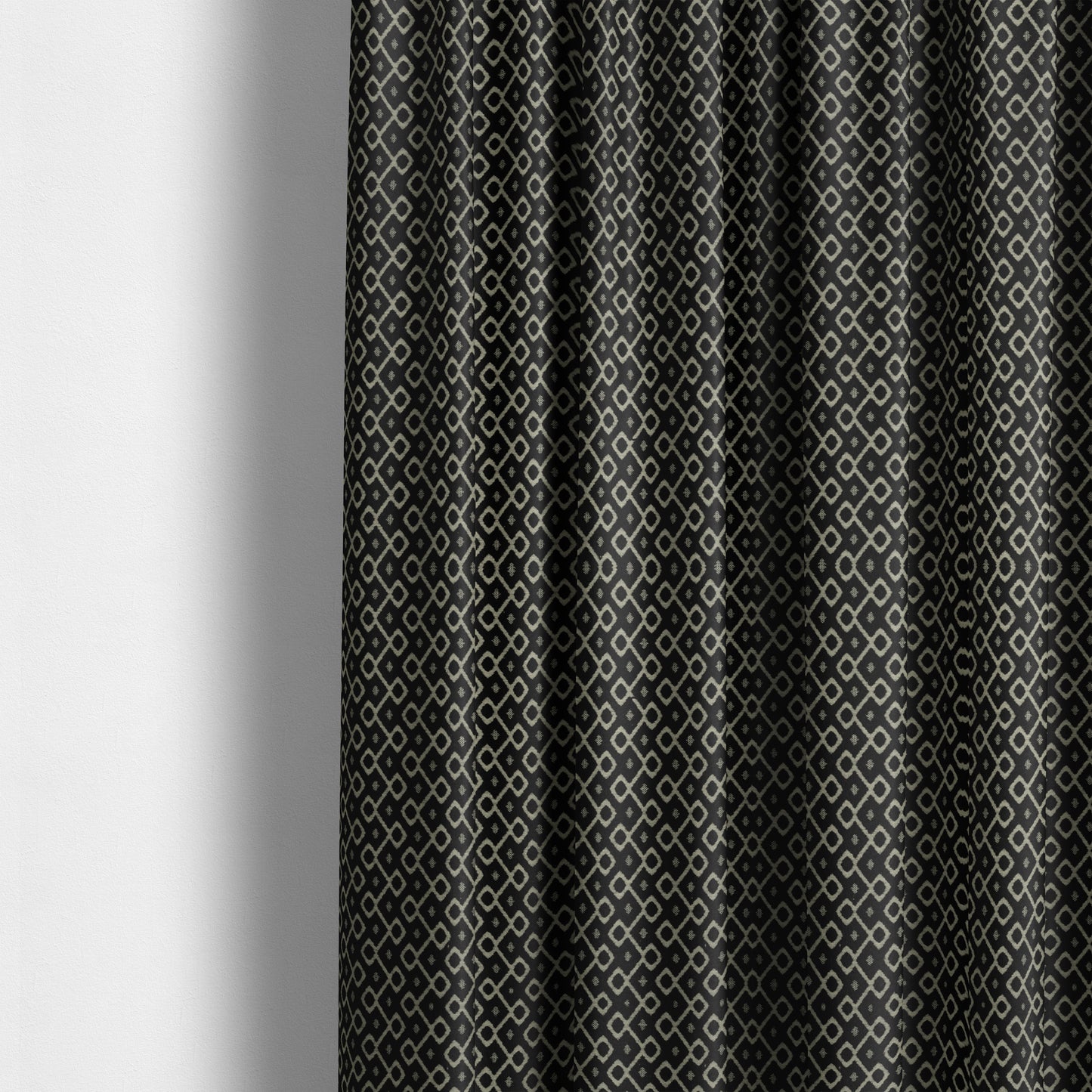 Erum Geometric Patterned Weave Black Colour Upholstery Fabric CTR-2507 - Made To Measure Curtains