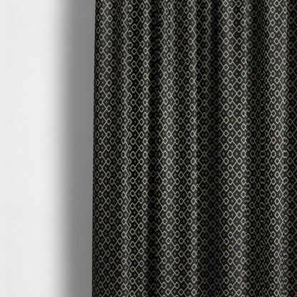 Erum Geometric Patterned Weave Black Colour Upholstery Fabric CTR-2507 - Made To Measure Curtains