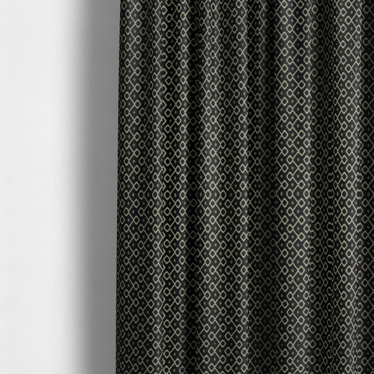 Erum Geometric Patterned Weave Black Colour Upholstery Fabric CTR-2507 - Made To Measure Curtains