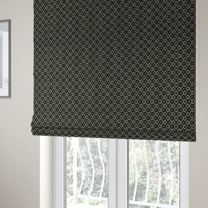 Erum Geometric Patterned Weave Black Colour Upholstery Fabric CTR-2507 - Roman Blinds