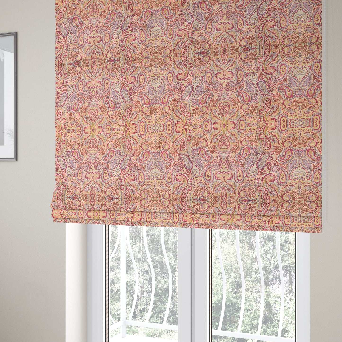 Colarto Collection Purple Lilac Colour In Paisley Pattern Chenille Furnishing Fabric CTR-251 - Roman Blinds