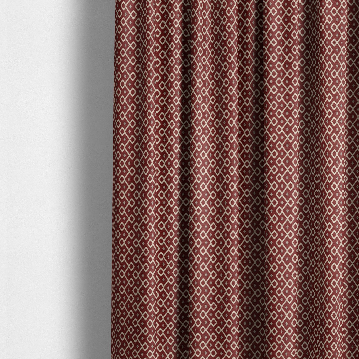 Erum Geometric Patterned Weave Red Colour Upholstery Fabric CTR-2511 - Made To Measure Curtains