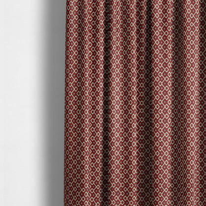 Erum Geometric Patterned Weave Red Colour Upholstery Fabric CTR-2511 - Made To Measure Curtains