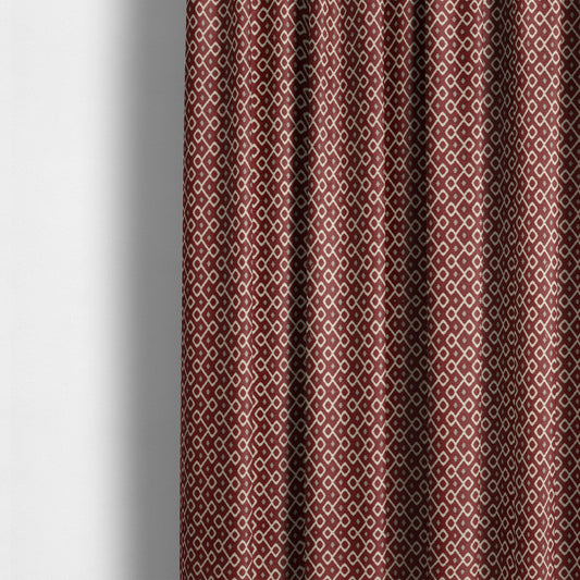 Erum Geometric Patterned Weave Red Colour Upholstery Fabric CTR-2511 - Made To Measure Curtains