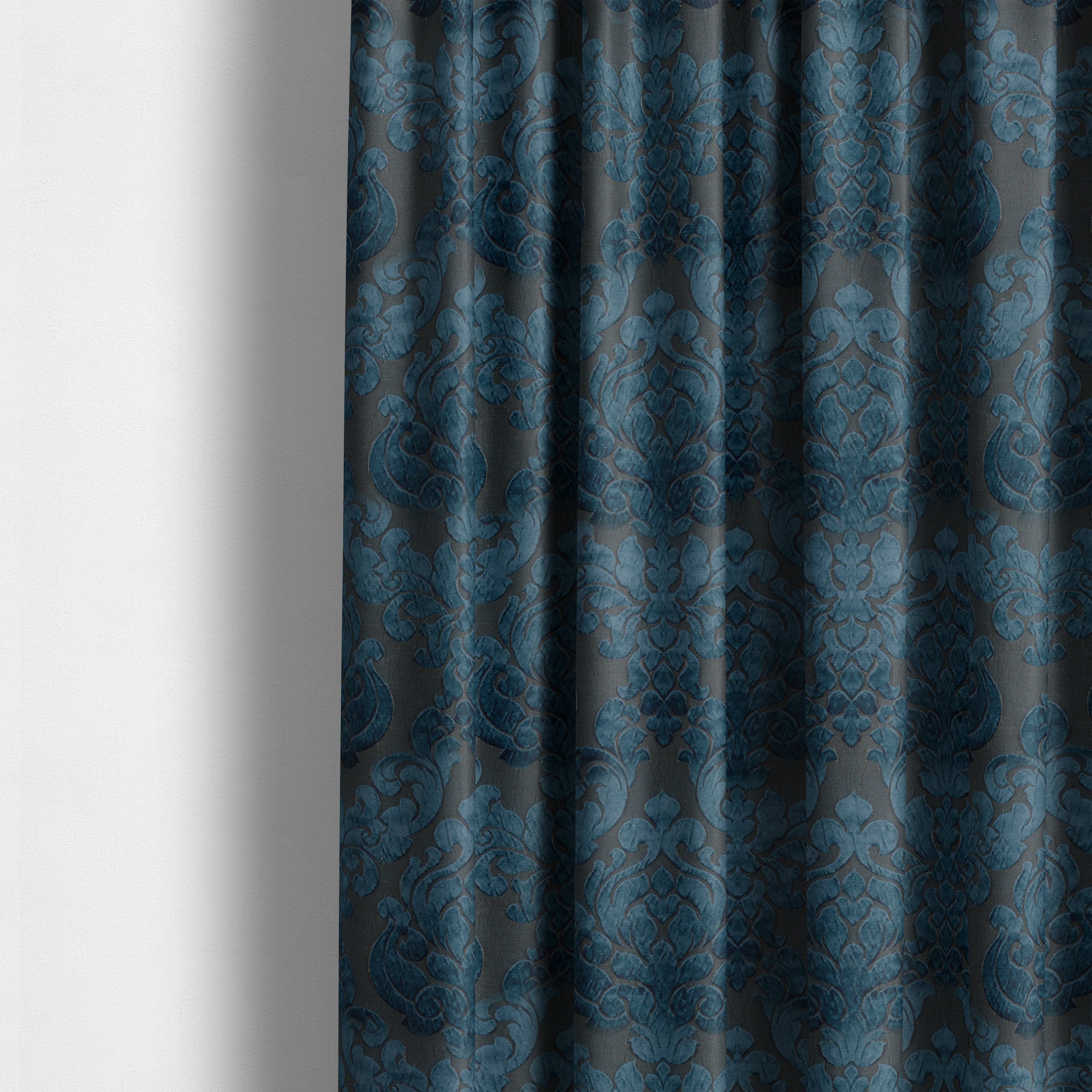 Paradise Damask Pattern In Blue Upholstery Fabric CTR-2512 | Curtains ...