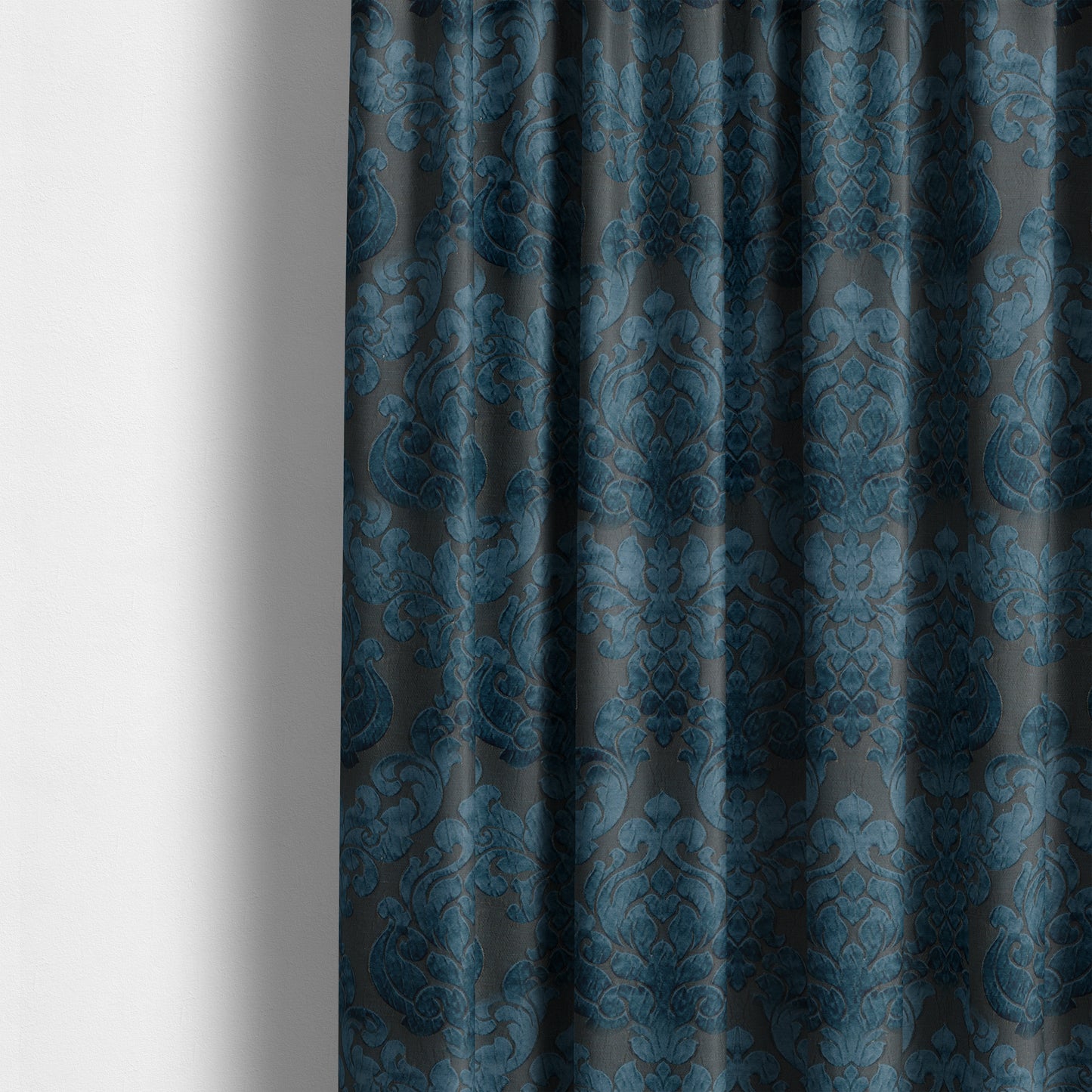 Paradise Damask Pattern In Blue Upholstery Fabric CTR-2512 - Made To Measure Curtains