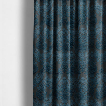 Paradise Damask Pattern In Blue Upholstery Fabric CTR-2512 - Made To Measure Curtains