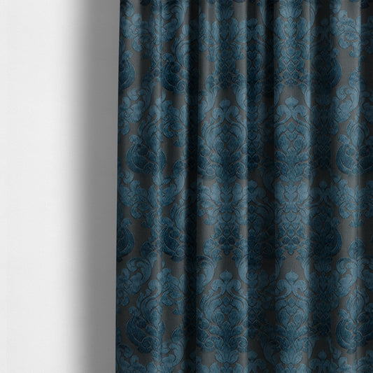 Paradise Damask Pattern In Blue Upholstery Fabric CTR-2512 - Made To Measure Curtains