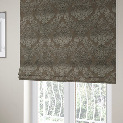 Paradise Damask Pattern In Brown Upholstery Fabric CTR-2515 - Roman Blinds