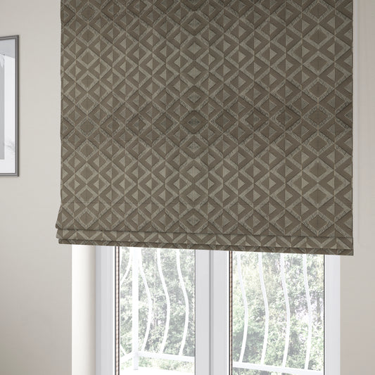 Paradise Geometric Pattern In Brown Upholstery Fabric CTR-2516 - Roman Blinds