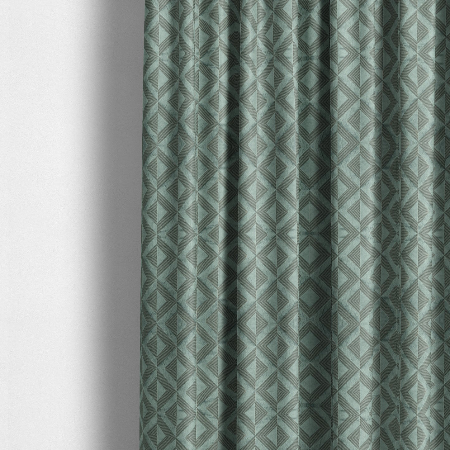 Paradise Geometric Pattern In Green Upholstery Fabric CTR-2519 - Made To Measure Curtains