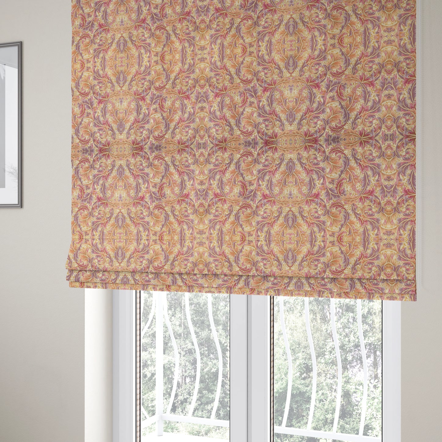 Colarto Collection Purple Lilac Colour In Floral Pattern Chenille Furnishing Fabric CTR-252 - Roman Blinds