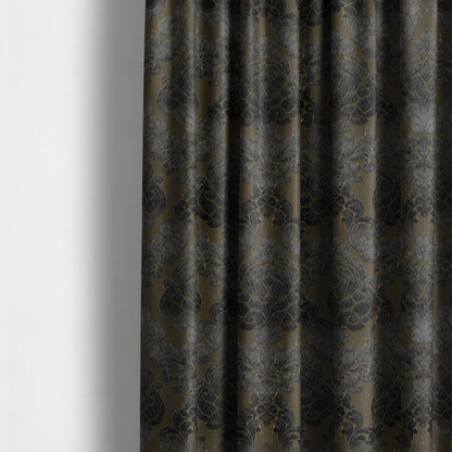 Paradise Damask Pattern In Black Upholstery Fabric CTR-2524 - Made To Measure Curtains