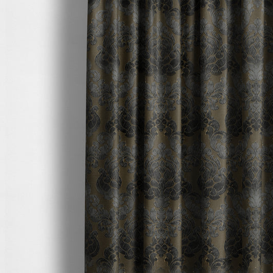 Paradise Damask Pattern In Black Upholstery Fabric CTR-2524 - Made To Measure Curtains