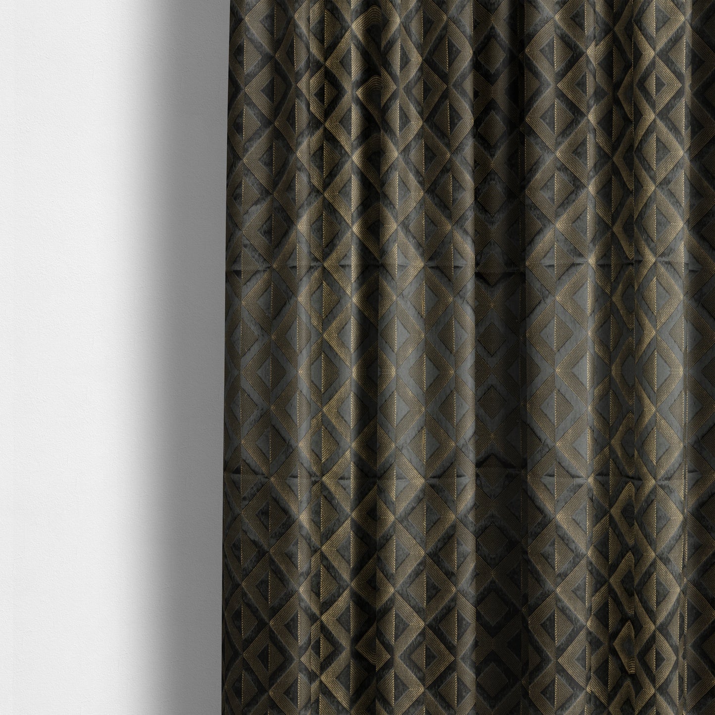 Paradise Geometric Pattern In Black Upholstery Fabric CTR-2525 - Made To Measure Curtains