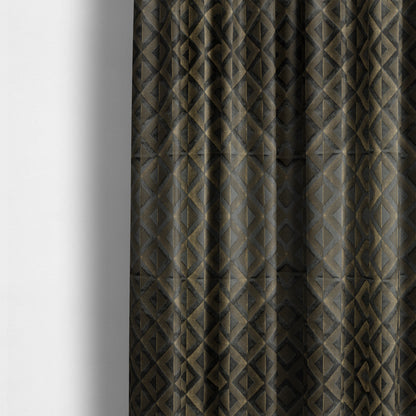 Paradise Geometric Pattern In Black Upholstery Fabric CTR-2525 - Made To Measure Curtains