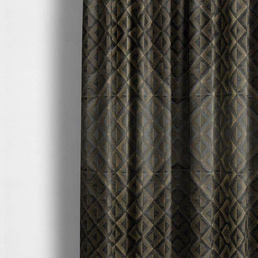 Paradise Geometric Pattern In Black Upholstery Fabric CTR-2525 - Made To Measure Curtains