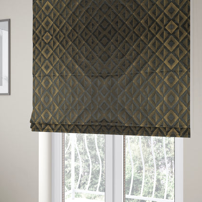 Paradise Geometric Pattern In Black Upholstery Fabric CTR-2525 - Roman Blinds