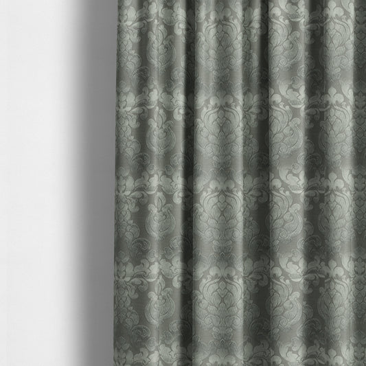 Paradise Damask Pattern In Grey Upholstery Fabric CTR-2530 - Made To Measure Curtains