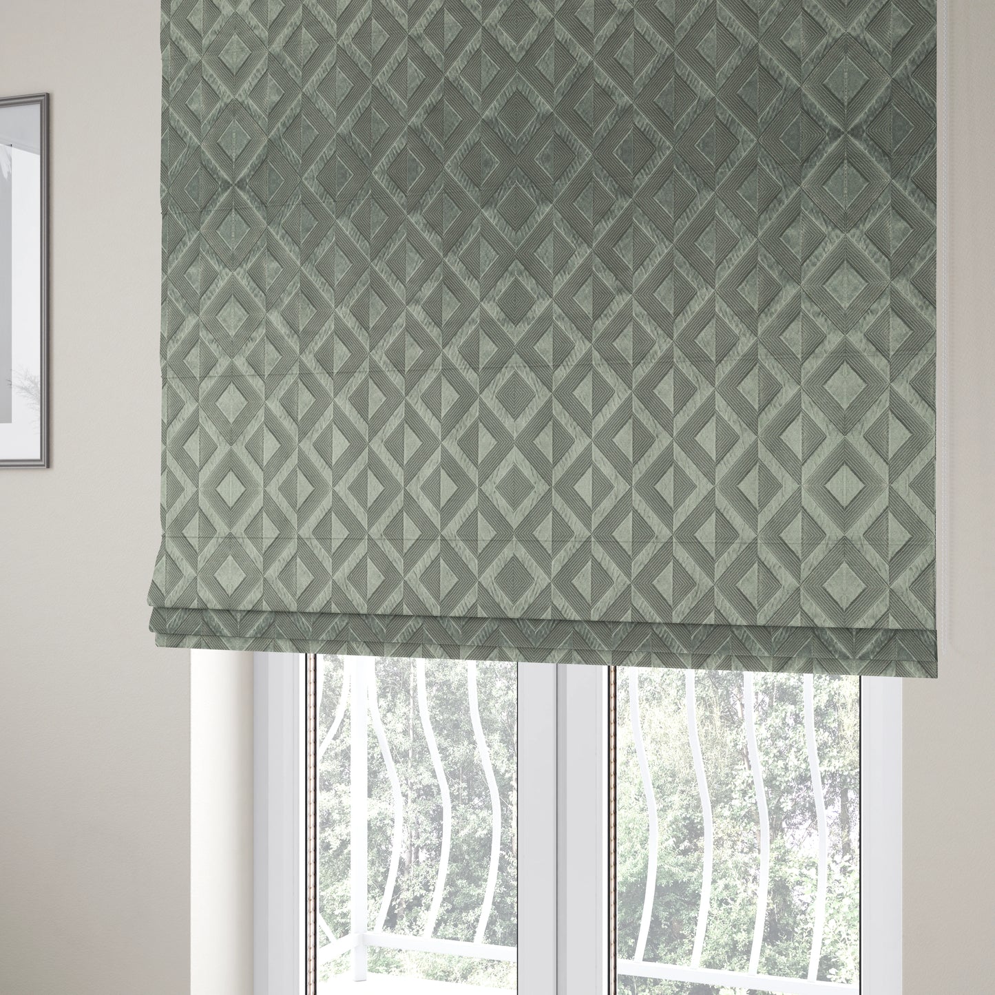 Paradise Geometric Pattern In Grey Upholstery Fabric CTR-2531 - Roman Blinds