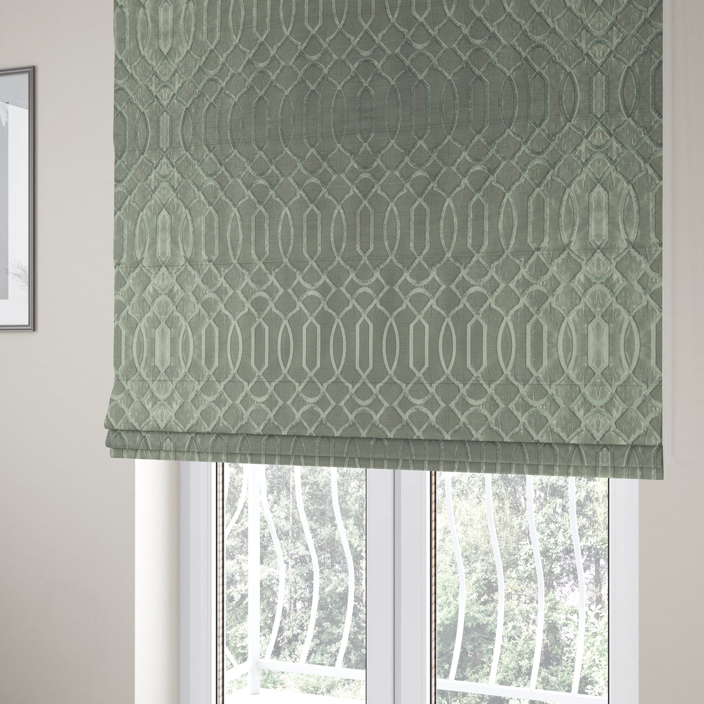 Paradise Trellis Pattern In Grey Upholstery Fabric CTR-2532 - Roman Blinds